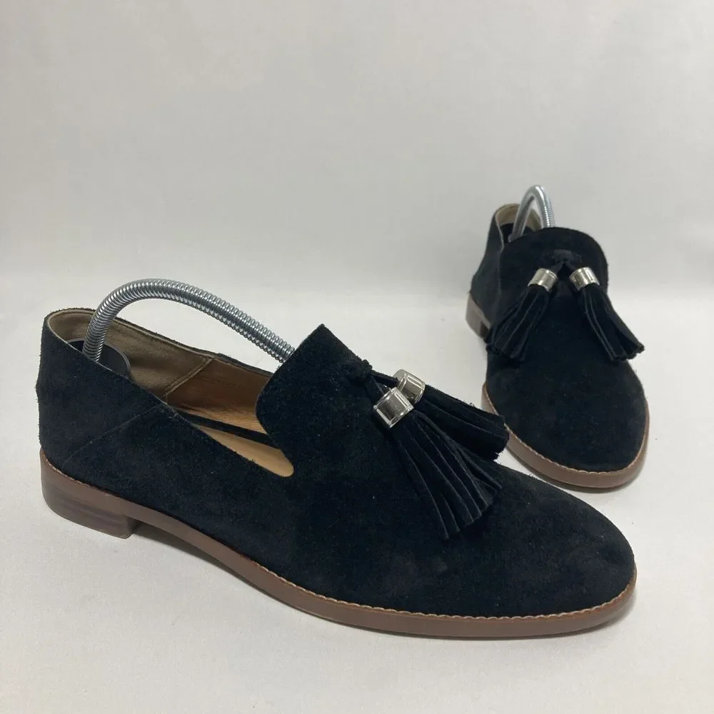 Franco Sarto L-Hadden Womens Sz 7.5 M‎ Suede Loafers Slip On Shoes With Tassels
